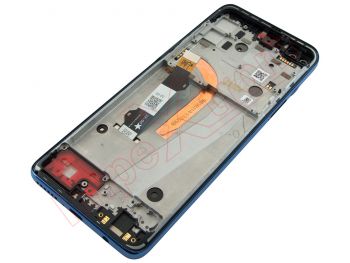 Pantalla completa IPS LCD negra con marco azul "Magic blue" para Motorola Moto G100, XT2125